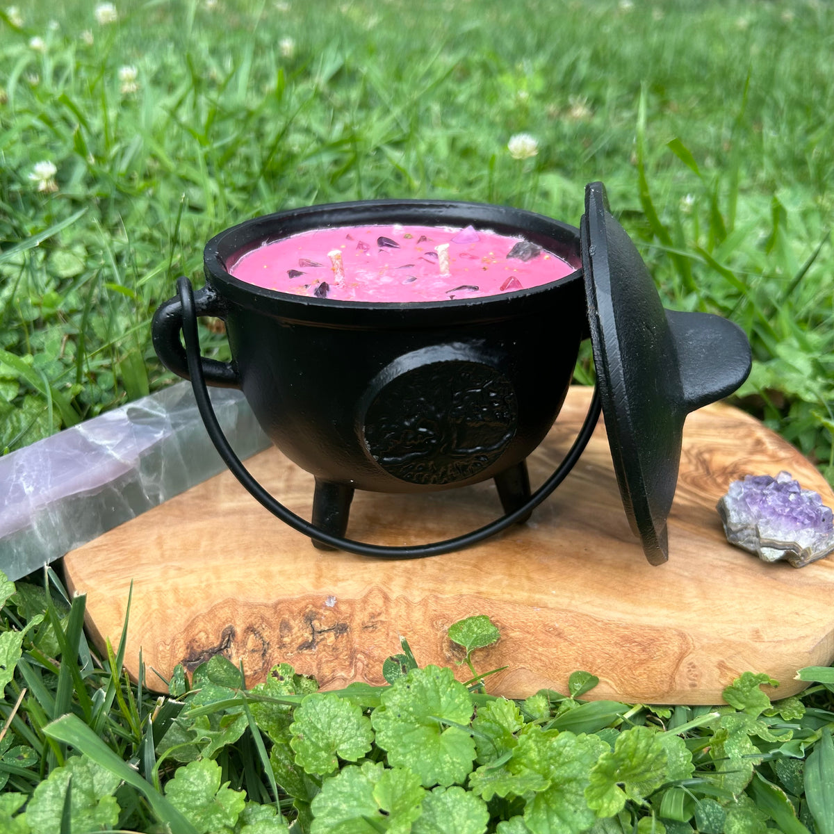 Self Care, Self Love, Large Cauldron, cast iron, Crystal Candle, citrine, basil, outlet cauldron, cauldron candle