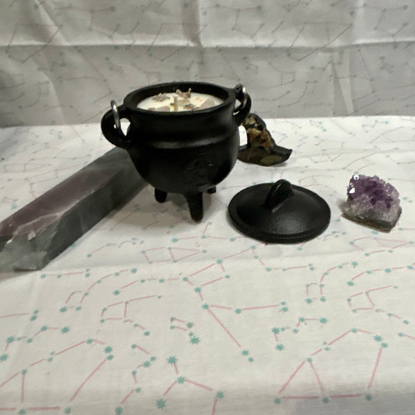 Warm Vanilla Sugar Happiness 4 oz Pentacle Cast Iron Cauldron Intention Candle