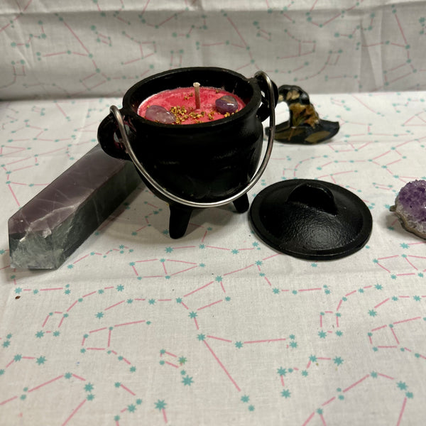 Vampire Blood Love and Power 4 oz Triple Moon Cast Iron Cauldron Intention Candle