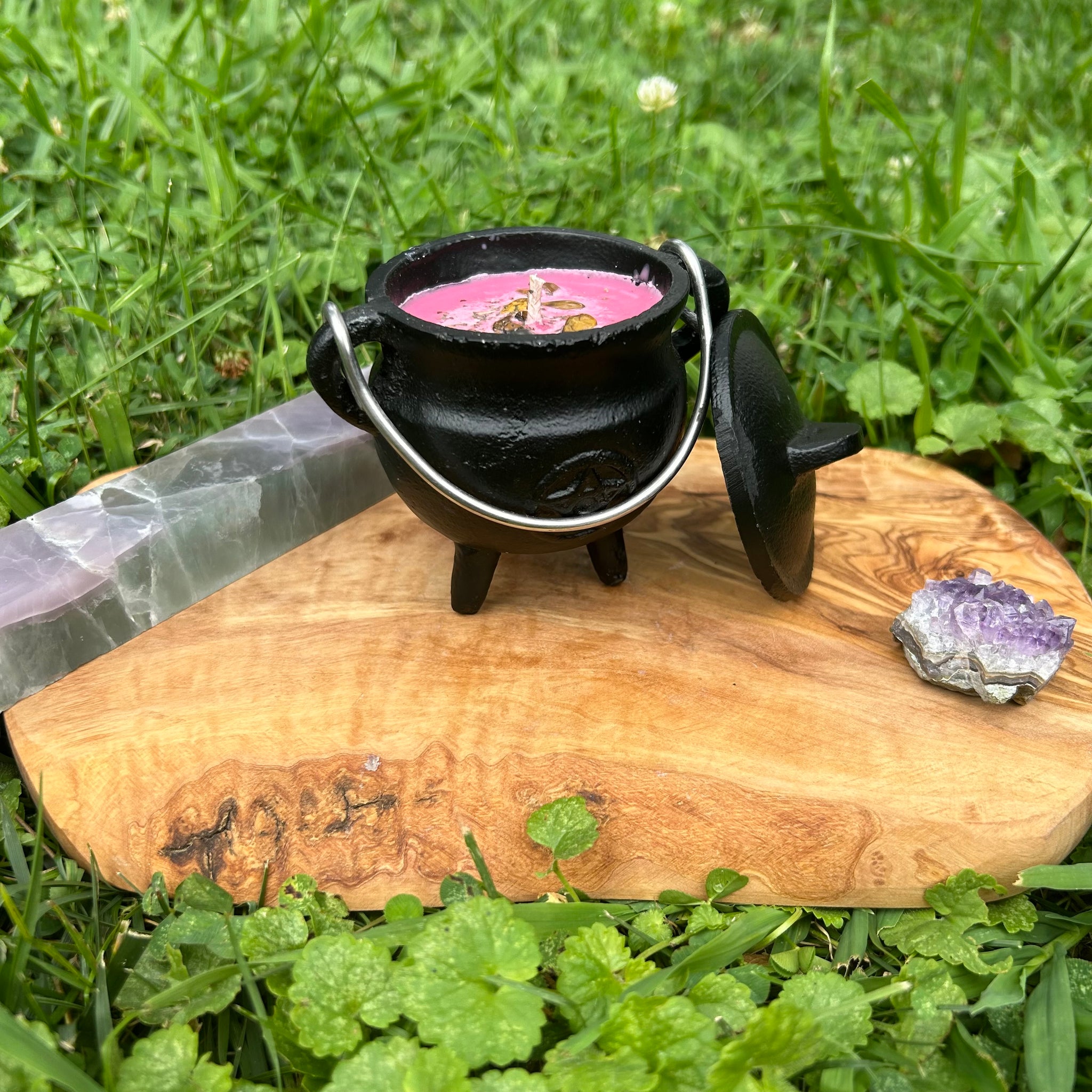 Self Care, Self Love, Large Cauldron, cast iron, Crystal Candle, citrine, basil, outlet cauldron, cauldron candle