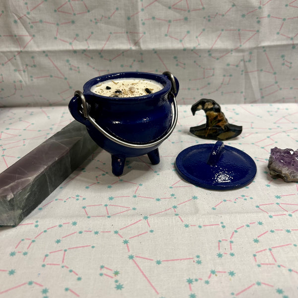 Citronella Repel Blue 4 oz Cast Iron Cauldron Intention Candle