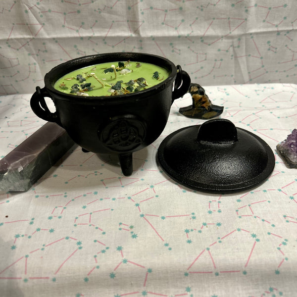 Sweater Weather Good Vibes 10 oz Triquetra Cast Iron Cauldron Intention Candle