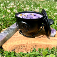 13 oz Lavender Relaxation Tree of Life Black Cast Iron Cauldron Candle