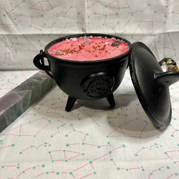 Vampire Blood Love and Power 10 oz Triquetra Cast Iron Cauldron Intention Candle