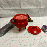 Apple Cinnamon Creativity Red 4 oz Cast Iron Cauldron Intention Candle