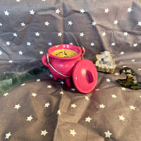 4 oz Candy Corn Compatibility Pink Cast Iron Cauldron Candle