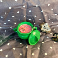 4 oz Vampire Blood Love and Power Green Cast Iron Cauldron Candle